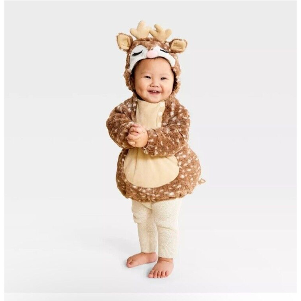 Hyde & Eek! Fawn Halloween Costume Plush Hooded Pullover 0-6 Months